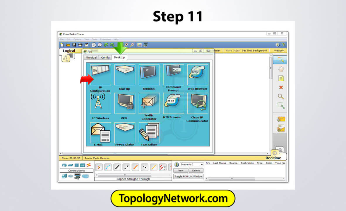 step 11 desktop and IP configuration settings
