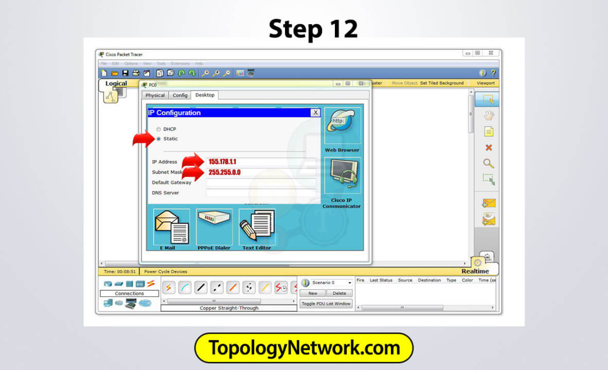 step 12 configure IP settings for star topology